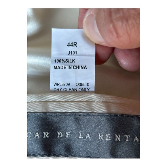 Oscar De La Renta 100 % Sand Washed Pure Silk Men’s Silver J101 Blazer | 44R - Picture 7 of 14